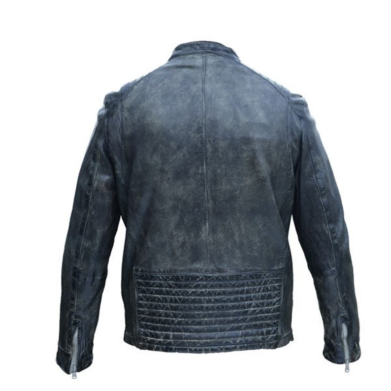 Men’s Fashionable Vintage Biker Leather Jacket - Image 2