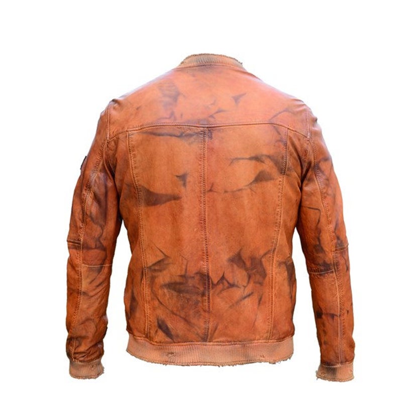 Men’s Fashionable Genuine Vintage Leather Jacket - Image 2