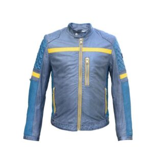 Navy Blue Winter Leather Jackets Coat