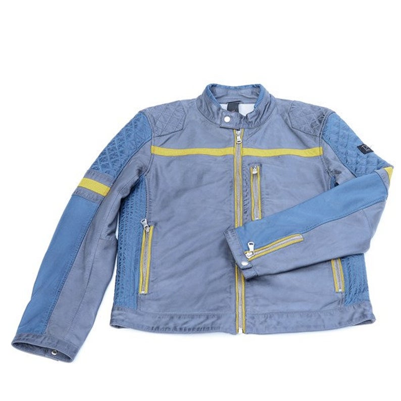 Navy Blue Winter Leather Jackets Coat - Image 3