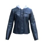 Women’s Black Hooded Leather Jacket