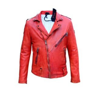 Men’s Red Real Retro Leather Jacket